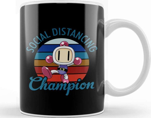 Bomberman Social Distancing Champion Tasse Kupa Bardak Porselen
