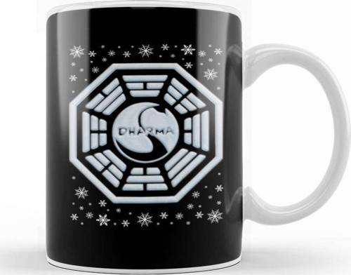 Lost Dharma Initiative Christmas Snow Logo Kupa Bardak Porselen