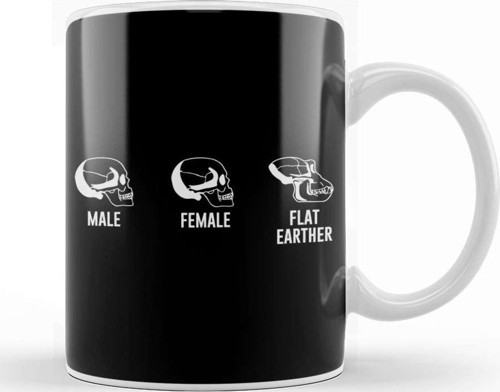 Male Female Flat Earther Skulls Flat Earth Kupa Bardak Porselen