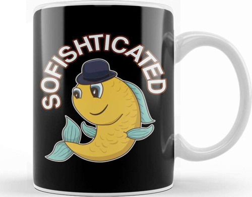 Sofishticated Punny Sophisticated Fish Pun Kupa Bardak Porselen