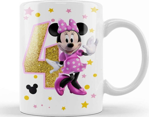Mini Fare Minnie Mouse 4 Dört Yaş Hediyesi Kupa Bardak Porselen