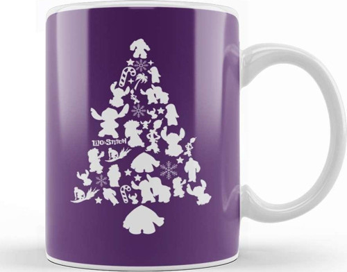 Lilo And Stitch Christmas Tree Silhouette Kupa Bardak Porselen