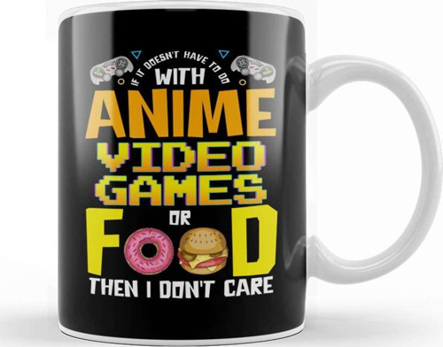 Anime Video Games Or Food Or I Don'T Care Kupa Bardak Porselen