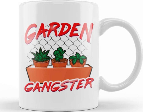 Cute & Funny Garden Gangster Planting Pun Kupa Bardak Porselen