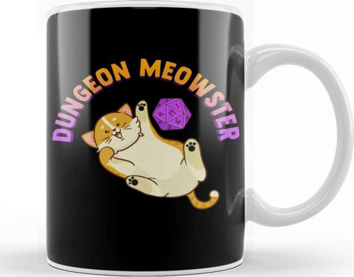 Funny Dungeon Meowster Fantasy Gaming Pun Kupa Bardak Porselen