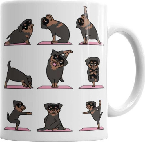 Rottweiler Yoga Rotfaydır Pug Köpek Yoga Kupa Bardak Porselen