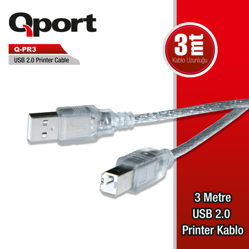 Q-PR3 USB 2.0 3 METRE PRİNTER KABLOSU
