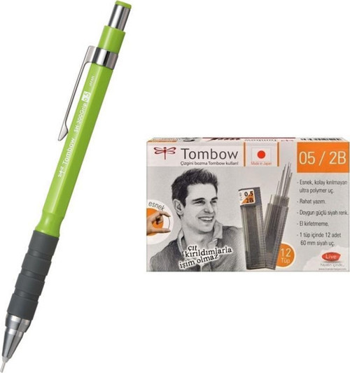 Uçlu Kalem Sh-300 Grip Limon Yeşil 0.5 mm + 12 Tüp 0.5mm 2B Min