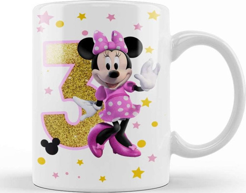 Mini Fare Minnie Mouse 3 Üç Yaş Hediyesi Kupa Bardak Porselen