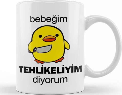 Sarı Civciv Bebeğim Tehlikeliyim Diyorum Kupa Bardak Porselen