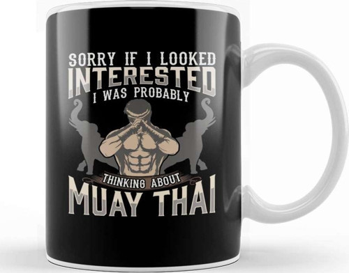 Sorry I Was Thinking About Muay Thai Mma Kupa Bardak Porselen