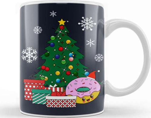 Happy Doughnut Around The Christmas Tree Kupa Bardak Porselen