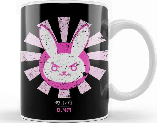 Overwatch D Va Bunny Logo Retro Japanese Kupa Bardak Porselen