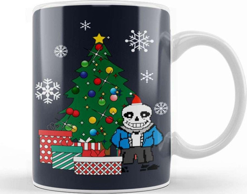 Sans Around The Christmas Tree Undertale Kupa Bardak Porselen