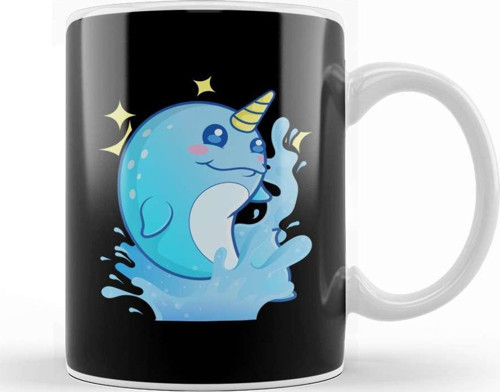 Adorable Narwhal The Unicorn Of The Sea Kupa Bardak Porselen
