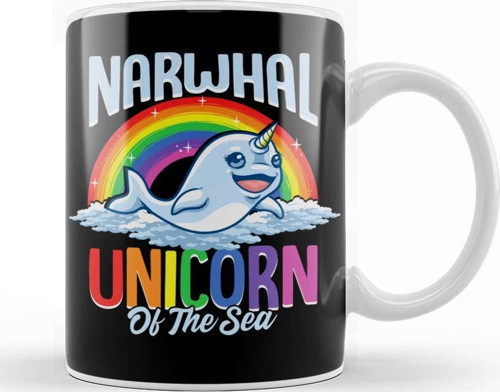 Cute & Funny Narwhal Unicorn Of The Sea Kupa Bardak Porselen
