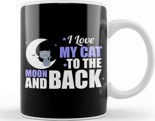Cute I Love My Cat To The Moon And Back Kupa Bardak Porselen