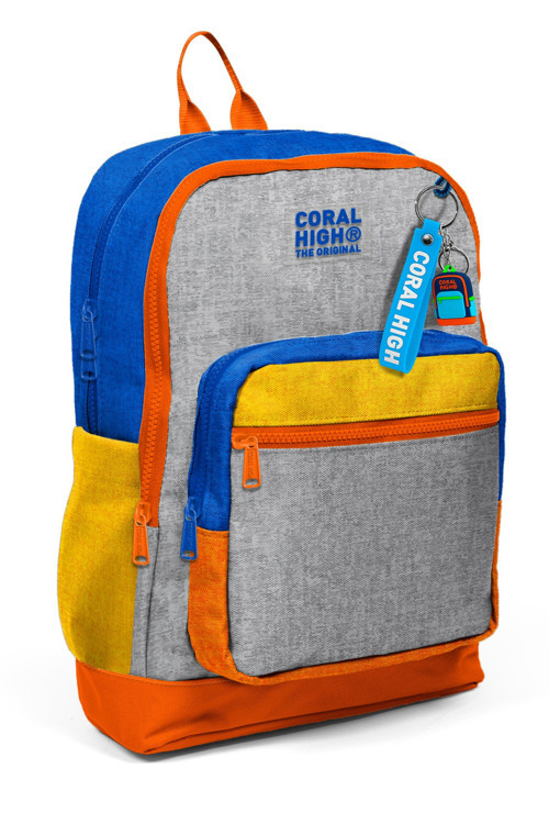 Coral High Kids Gri Turuncu Renkli 3’lü Okul Çanta Seti SET0133221 2