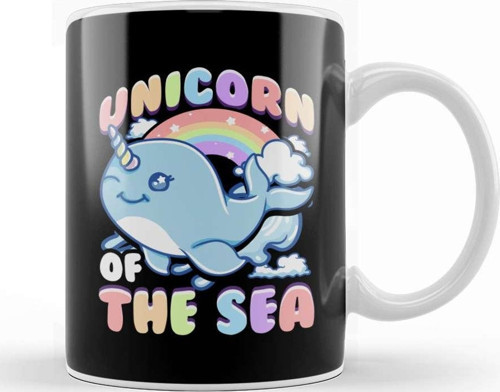 Cute Unicorn Of The Sea Narwhal Rainbow Kupa Bardak Porselen