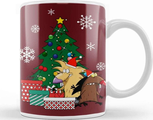 Angry Beavers Around The Christmas Tree Kupa Bardak Porselen
