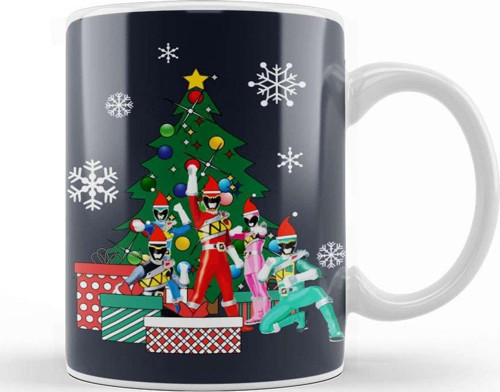 Power Rangers Around The Christmas Tree Kupa Bardak Porselen