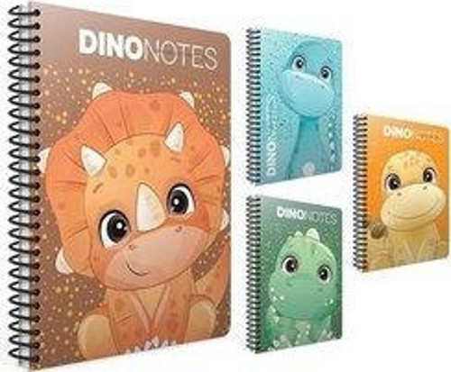 Dino Notes Spiralli Karton Kapak Defter A4 80 Yaprak Çizgili 7182 (Karışık Renk 1 Adet)