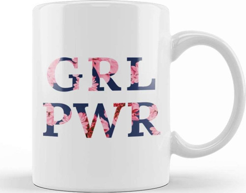 Girl Power Empowering Floral Background Kupa Bardak Porselen
