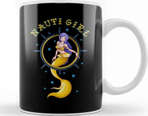 Nauti Girl Naughty Mermaid Nautical Pun Kupa Bardak Porselen