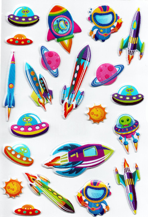 Sticker Kabartmalı A4 boyutunda Stiker Defter, planlayıcı etiket, -(Lim113) - Roket, Uzay
