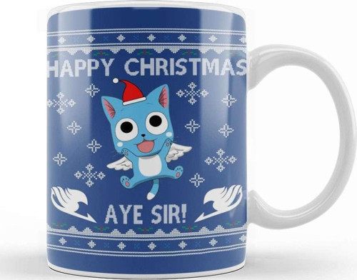 Happy Fairy Tail Aye Sir Christmas Knit Kupa Bardak Porselen