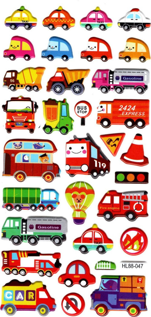 Sticker Kabartmalı Stiker Defter, Planlayıcı Etiket (HL88-047) - 17X9 cm - Sevimli Taşıtlar