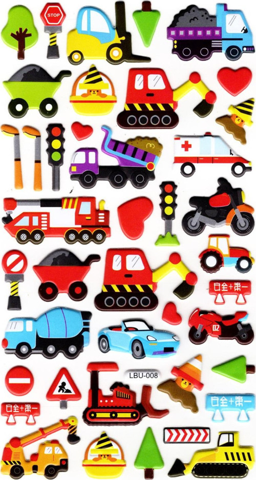 Sticker Kabartmalı Stiker Defter, Planlayıcı Etiket (lbu-008) - 17X9 cm - İş Makinası Arabaları