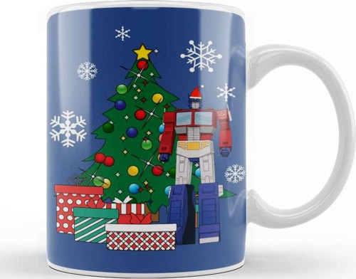 Optimus Prime Around The Christmas Tree Kupa Bardak Porselen