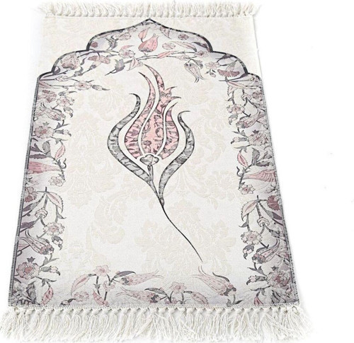 Ince Pamuk Çocuk Seccadesi Pembe- Lale 44 x 77 Cm - 180 Gr - Tesbih Hediyeli