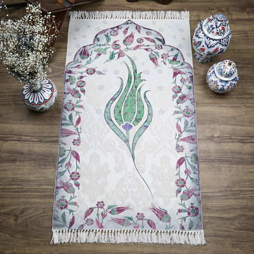 Ince Pamuk Seccade Yeşil - Lale 70 x 117 Cm - 370 Gr