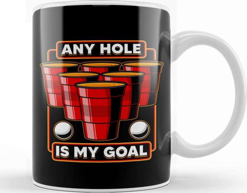 Any Hole Is My Goal Beer Pong Pun College Party Kupa Bardak Porselen