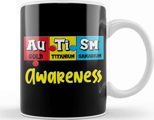Autism Awareness Puzzle Chemical Periodic Table Kupa Bardak Porselen