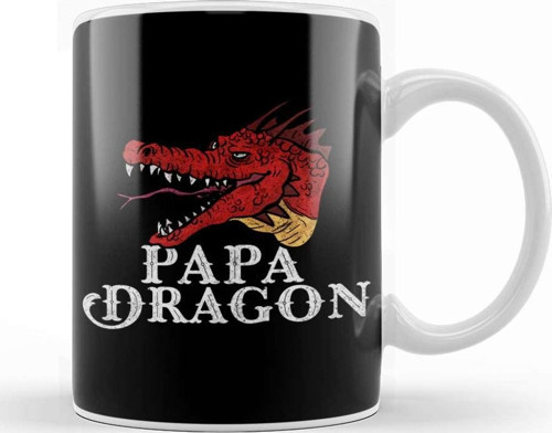 Awesome Papa Dragon Fearsome Dragon Fantasy Dad Kupa Bardak Porselen