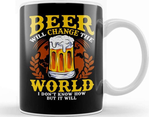 Beer Will Change The World But I Don'T Know How Kupa Bardak Porselen