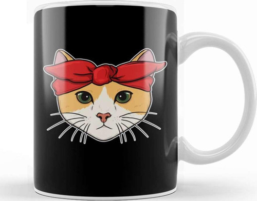 Cute & Adorable Gangster Bandana Cat Thug Kitty Kupa Bardak Porselen