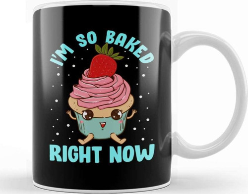 Cute & Funny I'M So Baked Right Now Cupcake Pun Kupa Bardak Porselen