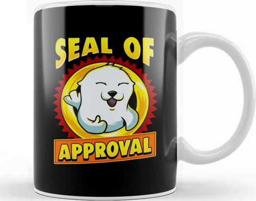 Cute & Funny Seal Of Approval Baby Seal Cub Pun Kupa Bardak Porselen