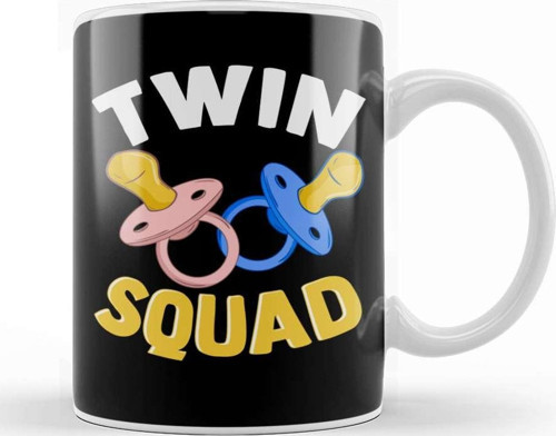 Cute & Funny Twin Squad Twinning Baby Pacifiers Kupa Bardak Porselen