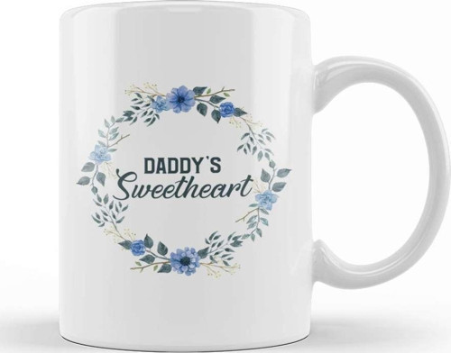 Cute Floral Daddy'S Sweetheart Daughter Flowers Kupa Bardak Porselen