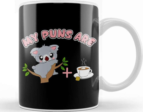 Cute My Puns Are Koala Tea Koalatea Quality Pun Kupa Bardak Porselen