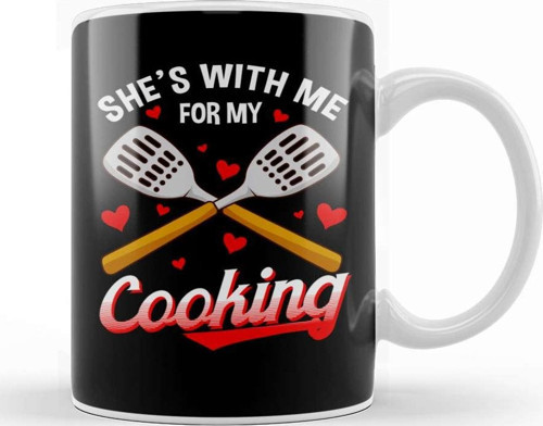 Funny She'S With Me For My Cooking Cute Husband Kupa Bardak Porselen