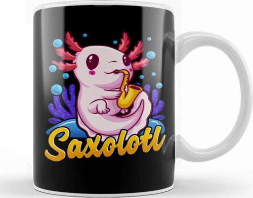 Saxolotl Sax Axolotl Walking Fish Saxophone Pun Kupa Bardak Porselen