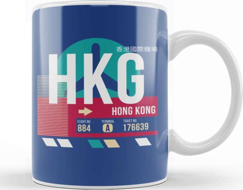 Hong Kong Hkg Airport Code Baggage Tag Kupa Bardak Porselen