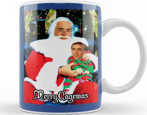 Merry Cagemas Santa Knee Nicolas Cage Christmas Kupa Bardak Porselen