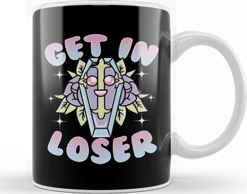 Aesthetic Funny Get In Loser Coffin Kawaii Goth Kupa Bardak Porselen